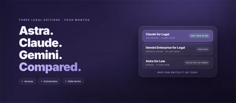Astra for Law vs Claude for Legal vs Gemini Enterprise for Legal