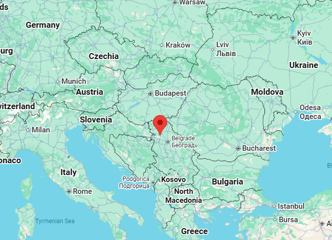 Map showing Novi Sad, Serbia